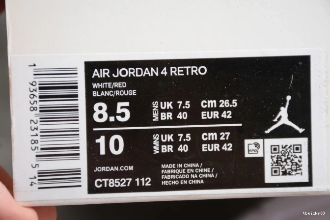 Rep TBkick 4 Red Jordan CT8527-112 Air Metallic 0808